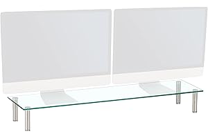 Charles Jacobs Dual/Twin Monitor Riser Stand - 100cm Wide - Clear 14cm Tall