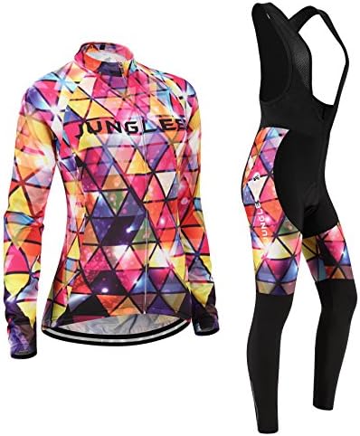 (3D pad)(Type:Set(Black Bib) size:L) Sleeve Cycling Women Jerseys Fashion performance Long Jersey perspiration vest breathable windbreaker