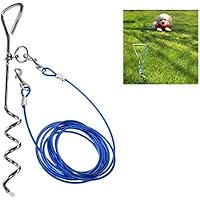 Anlegespirale, Focuspet Hofleine Gartenleine Anlegepflock für Hunde Hundeleine Hofleine mit Edelstahlshaken für Hunde Outdoor, Hof und Camping geeignet für kleine bis mittlere Hunde 3m 5m 10m