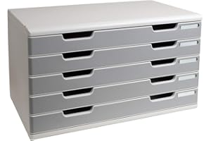 ‎EXACOMPTA Exacompta 322041D Schubladenbox und Ablagesystem Modulo DIN A3 mit 5 Schubladen 350 x 576 x 320 mm Belastbare Schubladenbox mit hoher Kapazität für mehr Platz lichtgrau/steingrau