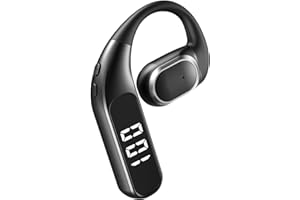 XMENHA Wireless Bluetooth 5.5 Handsfree Phone Earpiece Single Open Ear Headphones Waterproof ENC Noise Cancelling Earphones Over Ear TWS Hands Free Headset with Mic for iPhone Android Work Driving Sports