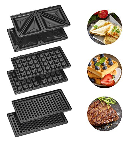 Clatronic ST/WA 3670 3in1 Sandwichmaker, Waffelautomat, Kontaktgrill, inkl. 3 antihaftbeschichteter Wechselplatten - 2
