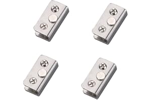 SAGASAVE Glass Door Magnetic Touch, 4 Pcs Rectangular Glass Door Clamp Magnet Strike Plate, Glass Cabinet Latch Clamp for 5-8mm Glass Door, Type B