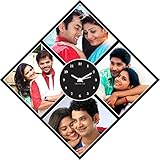 Creative Hub Décor MDF Wood Wall Clock, Diamond Shape (Multicolour, Standard)
