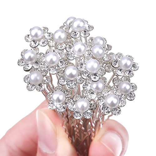 eBoot Hochzeit Brautperlen Haarschmuck Strass, Weiß, 20 Stück - 5
