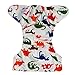 Alva Baby One Size Washable Reusable Minky Cloth Naappy for 6-33lbs Baby (Dinosaur) 1pcs+2 Liners M12-EU