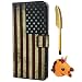 Produktbild Flip Handy Schutzhülle für Samsung Galaxy A7 2018 Case Cover mit Tier Kable Stift, Stoßfest Weich PU Leder Brieftasche Damen Herren Karten Magnet Stand Halter Klappetui (Amerikanische Flagge)