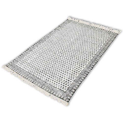 Preisvergleich Produktbild Festnight 100% Baumwolle Teppich Weiche 180x270cm Handwebteppich Flickenteppich für Wohnzimmer Schlafzimmer Kinderzimmer - Schwarz und Weiß