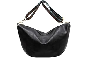 TIAASTAP Weiche-Leder Umhängetasche Damen Gross Crossbody Bag mit Breiter Gurt Groß Ledertasche Schultertasche Beuteltasche Hobo Bag Vintage