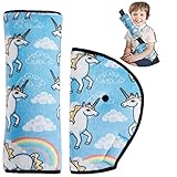 Rovtop 3 en 1 Oreiller Amovible+Voiture Ceinture de Sécurité+ Coussinets d'Epaule de Voiture Adaptateur Ceinture Securite Enfant Coussin Support de Cou Amovible Auto Voiture (Nouvelle version)