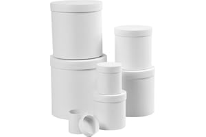 CREATIV Boîtes rondes, rondes, D : 7+9+12+14,5+17+19,5+22 cm, H : 7,5+10,2+12,7+15,2+17,7+20,2+22,7 cm, blanc, 7 pièces.