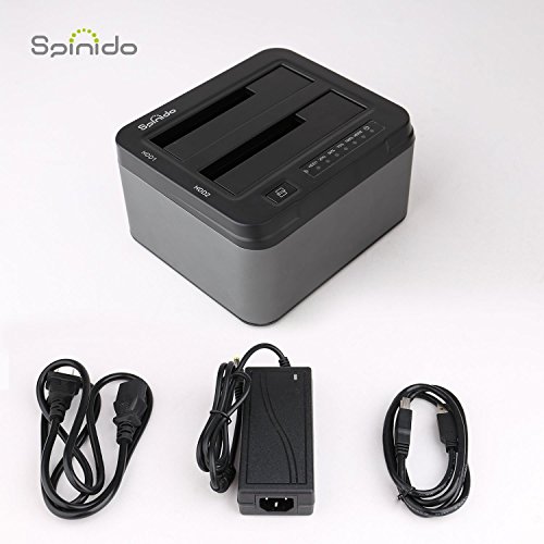 Dual Festplatten Dock mit Klonfunktion, Spinido® USB 3.0 Aluminium Zweifache Offline Duplikations und Klonfunktion Festplatten Dockingstation Optimiert für 3.5″ & 2.5″ SATA SSD und HDD, Werkzeuglos Installation [Unterstützt 2∗6TB] ( Dunkelgrau ) - 4