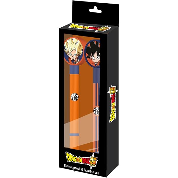 CYPBRANDS Dragon Ball Set Di 2 Penne Con Inchiostro Nero - Cancelleria Ufficiale, Confezione Regalo Metallizzata