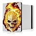 Produktbild OOH!COLOR® Weiß UNIVERSAL Tablet Tasche für jeden 10 Zoll Bildschirm Tablet mit FSC011 Schädel Tod Fire Skull Motiv Hülle Kunstleder Muster Flip Case mit Standfunktion