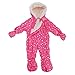 Baby Girls Metallic Star Pattern All In One Hooded Winter Snowsuit (0-3 Months) (Fuchsia)