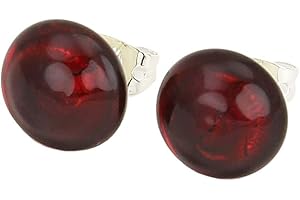GlassOfVenice Donne Orecchini di Stud di Bottone di Murano - rosso rubino Rosso