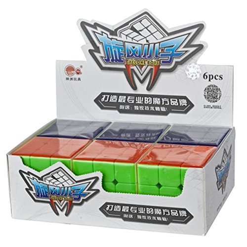 MZStech Cyclone Boys Magic Cube Juego de 6-pack 3x3x3 Cubo de velocidad clásico Cubos mágicos sin etiqueta True Color