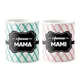 Designer Panda Awesome Mama Mami Printed Ceramic Coffee Mugs for Special Anniversary Gifts (Multicolour, 11Oz)