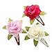 GIZZY® Girls Three Piece Cream, Pink & Fuchsia Pink Rose Hair Snap Clip Set.