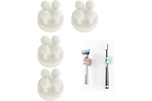 Zayin Silicone Toothbrush Zahnbürstenhalter Rasiererhalter Multifunktions-Haken Wasserdicht Selbstklebend Zahnbürstenhaken Stopfenhalter (4 Stück Weiß)