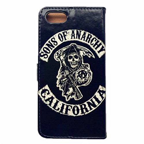 MUTOUREN iPhone 7 Plus Brieftasche Flip Case Cover – PU Leder Bookstyle Klapphülle Wallet Case für iPhone 7 Plus (5.5 Zoll) Portemonnaie Hülle Schutz Ultra Dünn Handy Tasche Geldboerse Schutzhülle – Sons of Anarchy + Metall Stylus Pen - 3
