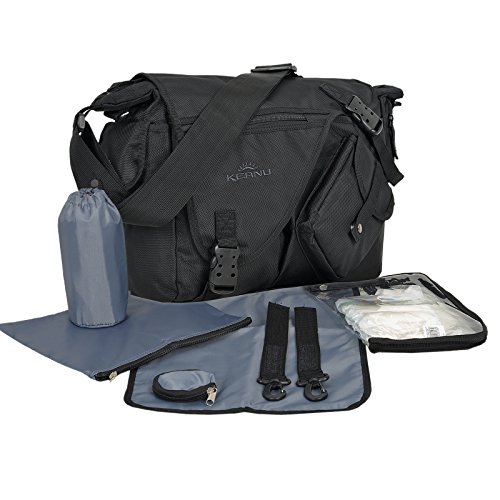 Preisvergleich Produktbild MEGA Baby Wickeltasche SET von KEANU :: Umhängetasche inkl. Wickelmatte, Kinderwagen Fixierung Karabiner, Windelbeutel, Thermo Iso Flaschentasche, Schnuller Etui