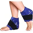 NEWGO Ankle Ice Pack Wrap for Injuries Reusable, Hot Cold Therapy Gel Foot Ice Pack for Pain Relief, Ankle Swelling, Achilles Tendinitis, Plantar Fasciitis, Sprained, Surgery Recovery (Blue-2Pack)