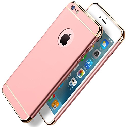 PRO-ELEC iPhone 6/6s Case, iPhone 6/6s Cover [Screen Protector Included] 3 in 1 Electroplate Metal Anti-Scratch Ultra Thin Case for iPhone 6/6s (4.7inch) - Rose Gold