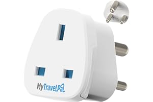 MyTravelPal® UK to India Travel Adapter | UK Safety Standards | Type D Indian Plug Adaptor for India, Sri Lanka, Nepal