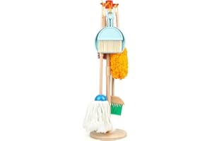 Wondertoys Childern strumenti di pulizia 7 Pezzi di Legno Staccabile Pulizia Giocattoli Creativo Finta Gioco Set Mini Housekeeping Giocattoli per Bambini