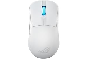 ASUS ROG Harpe Ace Mini Souris Gaming sans Fil, 49 g, légère, capteur Optique AimPoint Pro 42K, Micro-interrupteurs optiques, ROG Polling Rate Booster, Esports et FPS, Petit, Moyen, Blanc Lunaire