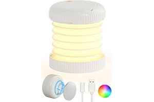 Quntis Camping Lantern, 3000mAh Rechargeable Camping Light USB C, Collapsible Hanging Tent Lights, Dimmable Warm White & RGB & SOS Modes, Magnetic Camping Lamp for Power Cuts, Emergency Lighting