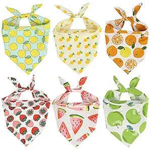 4/6 Pieces Dog Bandana Fruit Pattern Rainforest Independence Day Scarf Accessories for Dogs Cats Pets (Small) (Fruits-6, Small)