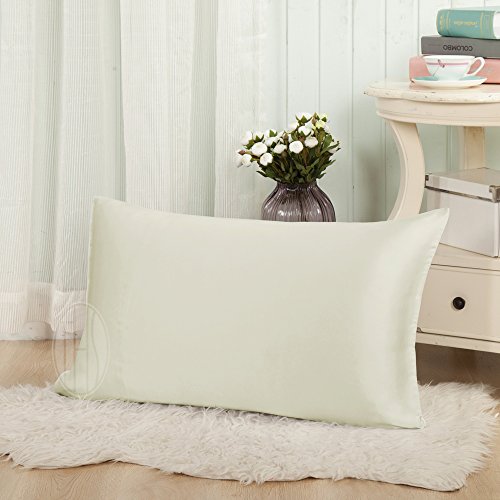 THXSILK 19mm Mulberry Silk Pillowcase for Baby Toddler Child Travel 30x40cm, Creamy White