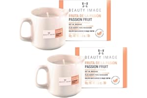 BEAUTY IMAGE Pack de 2 Velas de Masaje Grandes - Aroma Fruta de la Pasión. [80 gr de 4 a 5 Masajes de Cuerpo Entero cada Vela]. Aceite Caliente para Masaje Profesional. Calidad Hecho en Europa.