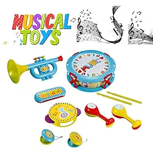 BAYBEE Infunbebe Kids Musical Drum Toy Set of 6 Types - 10 Pieces