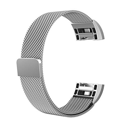 Preisvergleich Produktbild Chunyang Magnetverschluss Uhrenarmband-Smart-Handgelenk-Band ersetzen Woven Edelstahl-Kettenarmband-Gurt für Fitbit 2 aufladen