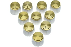 KAISH - 10 pomelli per amplificatore per chitarra, con tappo dorato, per amplificatori Marshall, diametro 6 mm, colore: Bianco