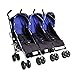 Triple Triplets Buggies Child Baby Newborn Buggy Pushchair Stroller with Triple Reigns 3 Toddlers or 3 Babies by Kidz Kargo. Black/fizzy Blue