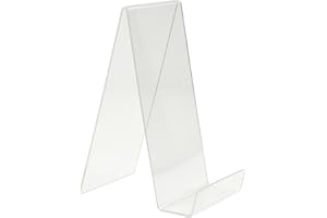 Pos Display Shop 5 x Large Clear Acrylic Book Stand Sign Brochure Holder Postcard Easel Product Display, with Lip 100mm W x 195mm H - PDS8272 Clear - 100% Recyclable!