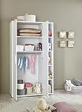 Babyzimmer / Kinderzimmer komplett Set KIM 2 in Weiß, Komplettset mit grossem Kleiderschrank, Babybett mit Lattenrost und Wickelkommode mit Wickelaufsatz und 2 Unterbauregalen sowie Wandregal, Made in Germany - 5