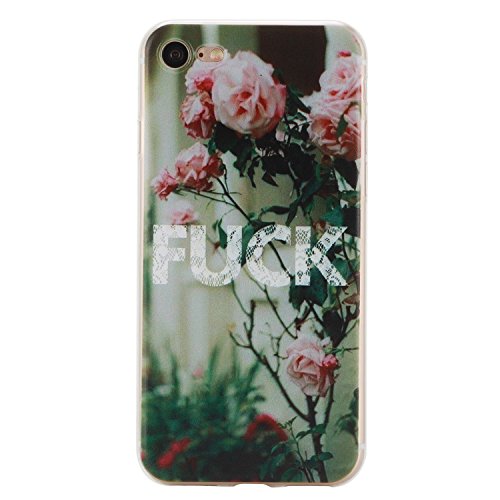 iPhone 7 Schutzhülle,iPhone 7 Silikon Handyhülle,JAWSEU Kreative Rose Blumen Spruch Muster Dünn Tpu Silikon Handytasche Weiche Flexibel Rückseite Tasche Etui Schale Bumper Durchsichtig Kratzfeste Transparente Crystal Hülle Case Cover für iPhone 7 4.7 Zoll+1xSchwarz Glitzer Bling Eingabestift-Rose Blumen Spruch - 2