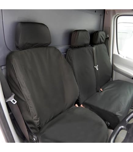 MERCEDES SPRINTER FRONT SEAT COVERS LEATHERETTE TAILORED (2010-2018) BLACK 234 | UK