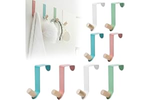 HEKOBAG 8 Pièces Porte Manteau pour Porte, Crochet de Porte en Fer, Patere Porte Manteau sans Percage en Forme de Z, Crochet Porte Manteau pour Chambre, Cuisine, Salle de Bains (4 Couleurs)