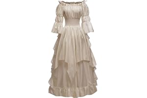PLWEDDING Women's Gothic Witch Dress Medieval Renaissance Costume Victorian Dress