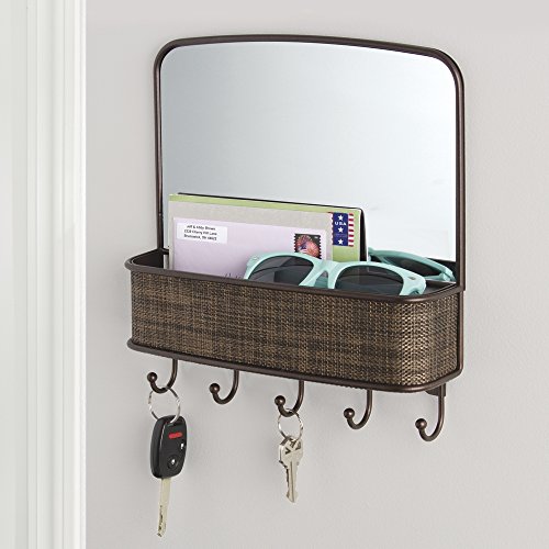 Interdesign 95930EU Twillo Wandmontierter Spiegel und Postablage, Küche, Flur, Eingangsbereich, bronze - 2