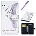 Produktbild EMAXELERS Galaxy J3 Prime Hülle Bunte Schmetterling Blumen PU Leder Flip Schutzhülle Etui Tasche Handytasche für Samsung Galaxy J3 2017,Purple Feather