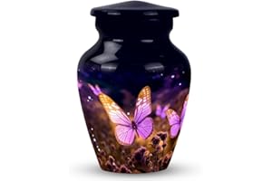 SUBSH Pink Butterfly on Meadow - Funeral Urns for Adult Ashes Women - Funeral Urns for Ashes - 3 Inch - Pack of 1 - Mini Keepsake Urns - Modern Cremation Vessels Urn for Human Ashes Adult Male