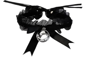 Fxaelian Punk Gothic Lace Chocker with Bell Bow Cosplay Lace Necklace Collar