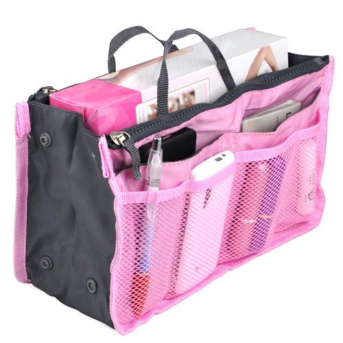 Accessotech Travel Cosmetics Pouch Professional Handbag Insert Organiser Tote Storage Insert Pink